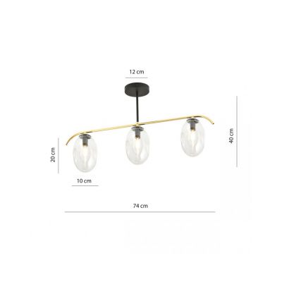Emibig Lampa sufitowa FINES 3 BL TRANSPARENT E14 10W MAX LED 1279/3 (1279/3)