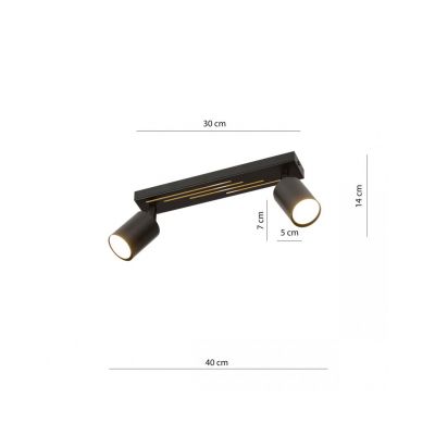 Emibig Lampa sufitowa LANDO 2 BLACK GU10 8W MAX LED  1308/2 (1308/2)