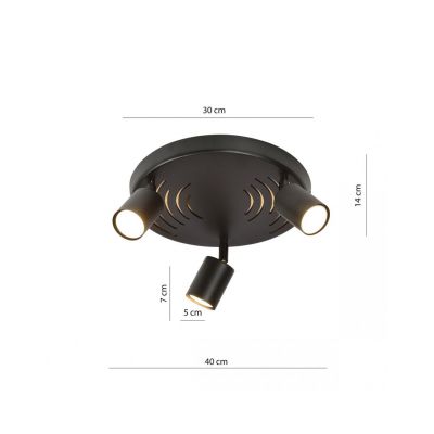 Emibig Lampa sufitowa LANDO 3 BLACK PREMIUM GU10 8W MAX LED  1308/3PREM (1308/3PREM)