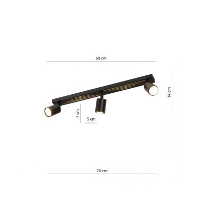 Emibig Lampa sufitowa LANDO 3 BLACK GU10 8W MAX LED  1308/3 (1308/3)