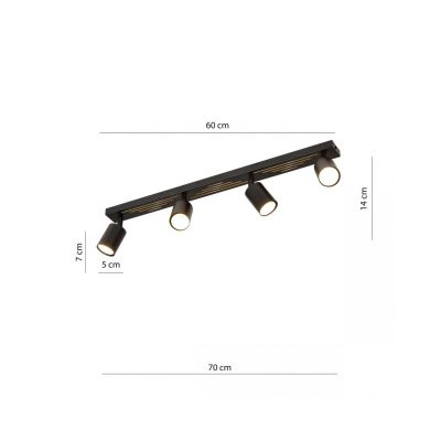 Emibig Lampa sufitowa LANDO 4 BLACK GU10 8W MAX LED  1308/4 (1308/4)