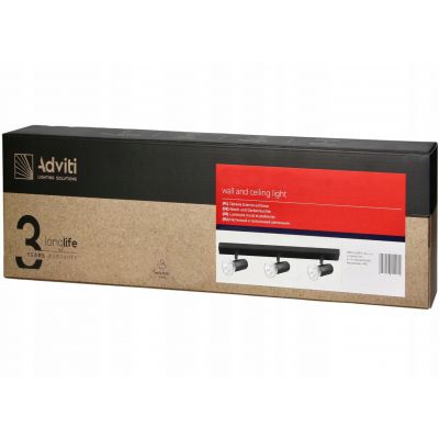 Oprawa ścienno-sufitowa RIO SP 3 E27 max. 3x60W IP20 czarna ORNO (AD-OP-6431BE27)