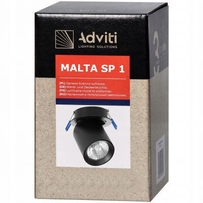 Oprawa ścienno-sufitowa MALTA SP 1 podtynkowa GU10 max. 12W IP20 czarna ORNO (AD-OP-6478BGU10)