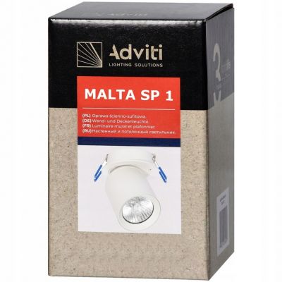 Oprawa ścienno-sufitowa MALTA SP 1 podtynkowa GU10 max. 12W IP20 biała ORNO (AD-OP-6478WGU10)