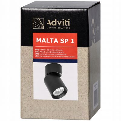 Oprawa ścienno-sufitowa MALTA SP 1 GU10 max. 12W IP20 czarna ORNO (AD-OP-6479BGU10)