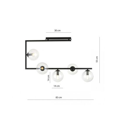 Emibig Lampa sufitowa SOMA 5 BL TRANSPARENT E14 10W MAX LED 1289/5 (1289/5)