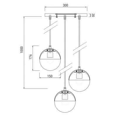 Lampa sufitowa wisząca ABIES 3*E27 potrójna złota (OS-ABIES-40-DEC)