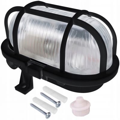 Oprawa oświetleniowa SOTOA E27 max. 15W IP54 klosz szklany osłona plastikowa czarna ORNO (AD-OP-6562BE27SPP)
