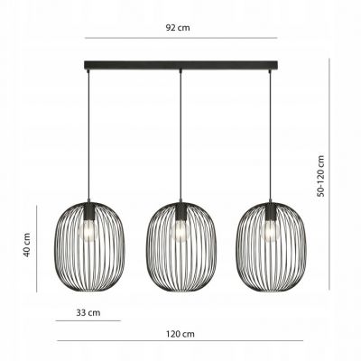 Emibig Lampa wisząca ONYX 3 BL E27 15W MAX LED  1304/3 (1304/3)