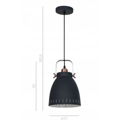 ITALUX lampa wisząca Franklin E27 60W 220V IP20 kolor - grafitowy piaskowany, czerwona miedź (MD-HN8026M-B+RC)