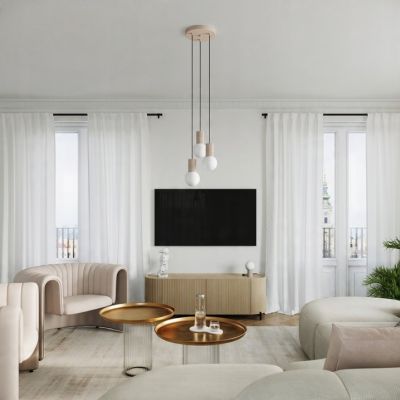 Lampa wisząca ryflowana HALO taupe SL.1744 Sollux (SL.1744)