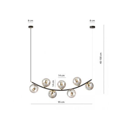 Emibig Lampa wisząca RITZ 7 BL GRAFIT E14 10W MAX LED 1297/7 (1297/7)