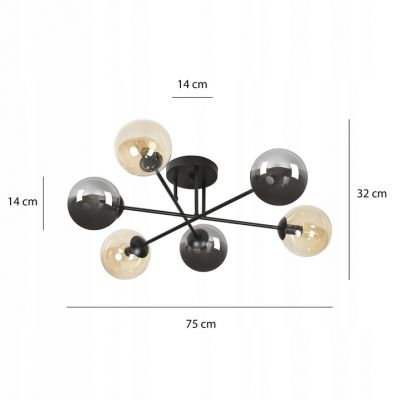 Emibig plafon Brendi 6B 6xE14 czarny 834/6B2 (834/6B2)