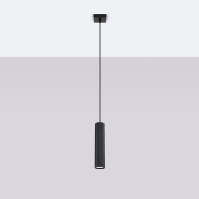 Lampa wisząca ryflowana KARBON czarny SL.1573 SOLLUX (SL.1573)