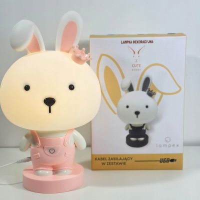 Lampka nocna dziecięca dekoracyjna KRÓLICZEK różowa LPX0223/LM A LAMPEX (LPX0223/LM A)