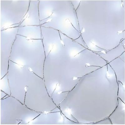 Lampki świąteczne 100LED small nano łezki jeżyk, 2,4m 3xAA zimna biel  IP20 timer EMOS (D3FC01)