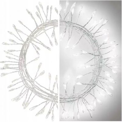 Lampki świąteczne 100LED small nano łezki jeżyk, 2,4m 3xAA zimna biel  IP20 timer EMOS (D3FC01)