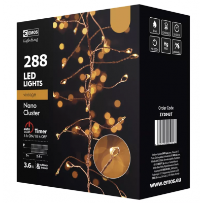 Lampki choinkowe XMAS ZYK 3,6W 288LED 2,4m IP20 vintage ZY2043T EMOS (ZY2043T)