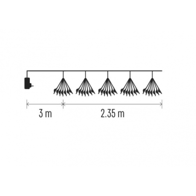 Dekoracje lampki 150 LED 2,35 m nano łezki frędzle ciepła biel, przeźroczysty przewód IP20 timer EMOS (D3AW08)