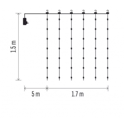 Lampki świąteczne 180 LED nano kurtyna 1,7x1,5m ciepła biel 8 programów IP44 EMOS (D3EW02)