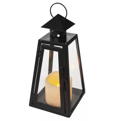 Lampion 1 LED świeczka 26,5 cm czarny 3x AAA vintage IP20 (DCLV18)