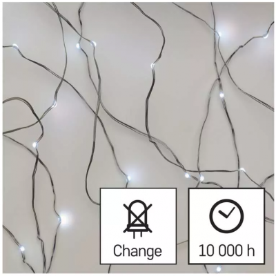 Łezki świąteczne 40 LED 4m ciepła biel srebrne IP44 timer EMOS (D3AC02)