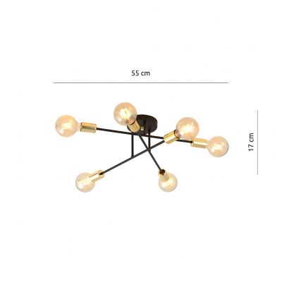 Emibig plafon Veken 6B 6xE27 czarno/złoty 1175/6B (1175/6B)