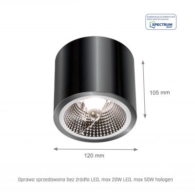 CHLOE AR111 Metalica IP20 okrągła czarny chrom nieruchoma  SLIP005029 Spectrum Led (SLIP005029)
