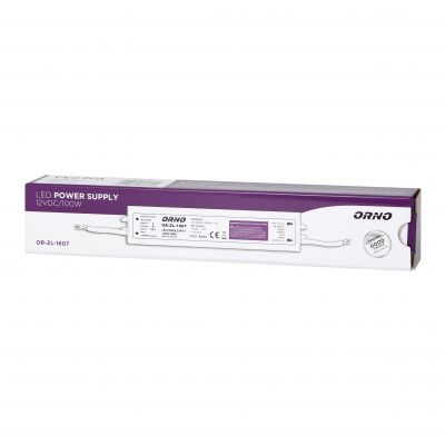 Zasilacz do oświetlenia LED 170-265V AC/12V DC 100W IP67 OR-ZL-1607 ORNO (OR-ZL-1607)