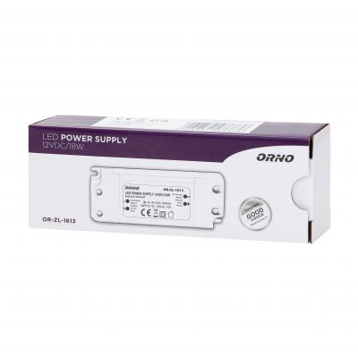 Zasilacz LED 12V DC 18W 1,5A IP20 OR-ZL-1613 ORNO (OR-ZL-1613)