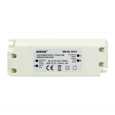 Zasilacz LED 12V DC 18W 1,5A IP20 OR-ZL-1613 ORNO (OR-ZL-1613)