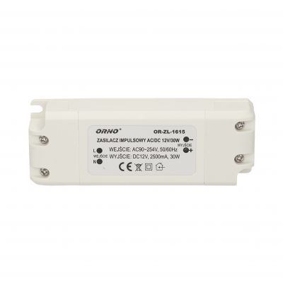 Zasilacz LED 12V DC 30W 2,5A IP20 OR-ZL-1615 ORNO (OR-ZL-1615)