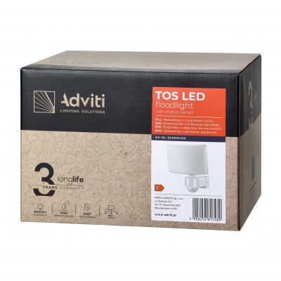 Naświetlacz ogrodowy z PIR TOS LED 30W 2200lm IP65 4000K PC biały AD-NL-6148WLR4 ORNO (AD-NL-6148WLR4)