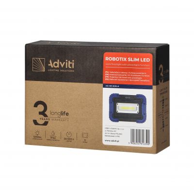 ROBOTIX SLIM LED 20W naświetlacz roboczy, 1250lm, IP44, 4000K, z baterią Li-Ion 4400mAh i ładowarką AD-NR-6151L4 ORNO (AD-NR-6151L4)