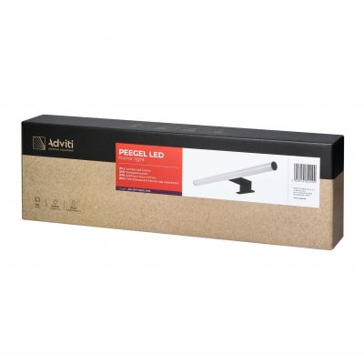PEEGEL LED 6W, lampa nad lustro, 540lm, 4000K, dł.40 cm, tworzywo sztuczne+akryl, czarna AD-OM-6121L4/B ORNO (AD-OM-6121L4/B)