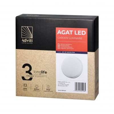 AGAT LED 10W, oprawa ogrodowa, 800lm, IP54, 4000K, biała AD-OP-6111WLPM4 ORNO (AD-OP-6111WLPM4)