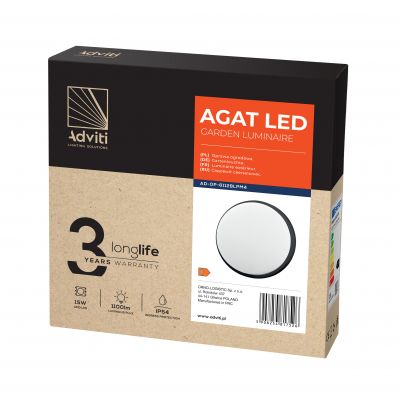 AGAT LED 15W, oprawa ogrodowa, 1100lm, IP54, 4000K, czarna AD-OP-6112BLPM4 ORNO (AD-OP-6112BLPM4)