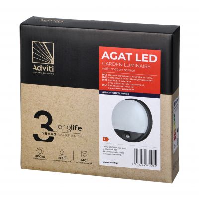 AGAT LED 15W, oprawa ogrodowa z czujnikiem ruchu, 140st, 1100lm, IP54, 4000K, szara AD-OP-6112GLPMR4 ORNO (AD-OP-6112GLPMR4)