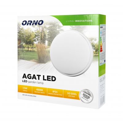 AGAT LED 15W, oprawa ogrodowa, 1100lm, IP54, 4000K, biała AD-OP-6112WLPM4 ORNO (AD-OP-6112WLPM4)