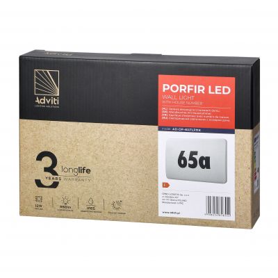 PORFIR LED 12W, oprawa oświetleniowa z numerem domu, 950lm, IP65, 4000K, IK10 AD-OP-6117LPM4 ORNO (AD-OP-6117LPM4)