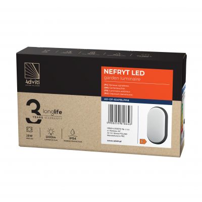 NEFRYT LED 15W, oprawa ogrodowa, 1100lm, IP54, 4000K, czarna AD-OP-6147BLPM4 ORNO (AD-OP-6147BLPM4)