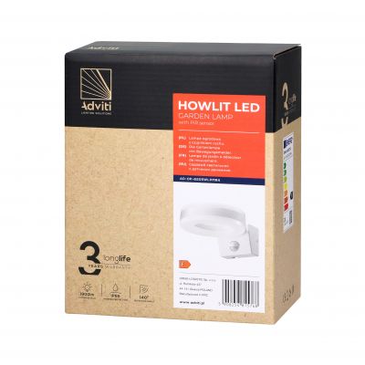 HOWLIT LED 20W, oprawa ogrodowa z czujnikiem ruchu, 1800lm, IP65, 4000K, biała AD-OP-6205WLPMR4 ORNO (AD-OP-6205WLPMR4)