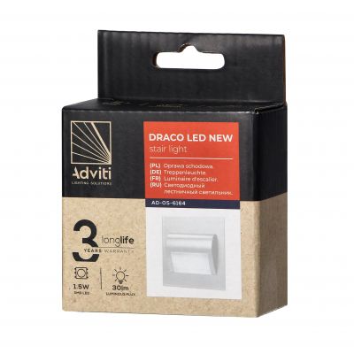 DRACO LED NEW 1,5W, oprawa schodowa podtynkowa, 12VDC, 30lm, 4000K, biała, innowacyjny sposób montaż AD-OS-6164L4/W ORNO (AD-OS-6164L4/W)