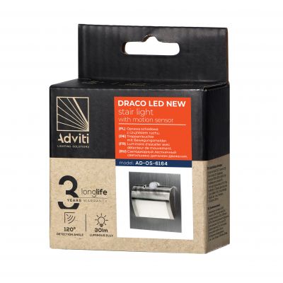 DRACO LED NEW 1,5W, oprawa schodowa podtynkowa, 12VDC, 30lm, 6000K, satyna, czujnik ruchu i zmierzch AD-OS-6164LR6/N ORNO (AD-OS-6164LR6/N)