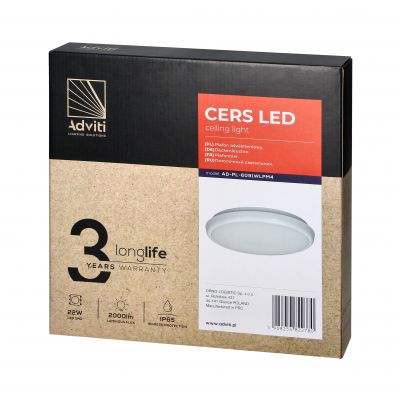 CERS LED 22W, plafon oświetleniowy, 2000lm, IP65, 4000K, poliwęglan mleczny, biały AD-PL-6091WLPM4 ORNO (AD-PL-6091WLPM4)