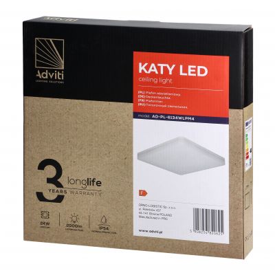 KATY LED 24W plafoniera oświetleniowa, 2000lm, IP54, IK10, 4000K, PC AD-PL-6134WLPM4 ORNO (AD-PL-6134WLPM4)