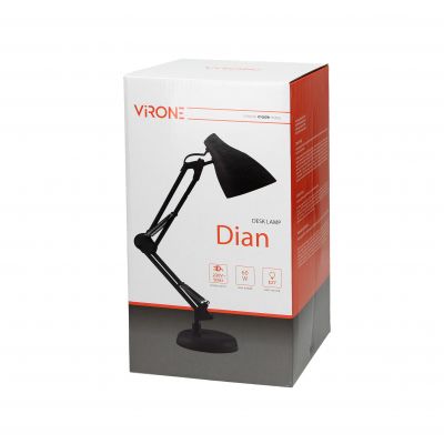 Lampka biurkowa DIAN 60W stalowa regulowana czarna DL-1/B ORNO (DL-1/B)