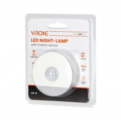 Lampka nocna LED z czujnikiem ruchu, z funkcją korytarzową 0,2W/3W, 200lm LA-4 ORNO (LA-4)