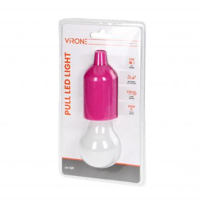 Bateryjna lampka nocna na sznurku 1W LED, 3 x AAA, różowa LA-5/P ORNO (LA-5/P)