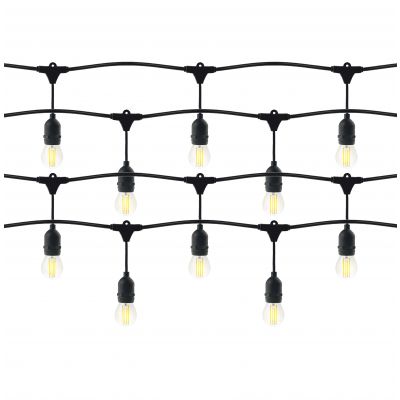 Zestaw girlanda oświetleniowa 20 m, IP44, czarna + 20 żarówek LED 1W E27, 3000K LG-1/20M/E27/3 ORNO (LG-1/20M/E27/3)
